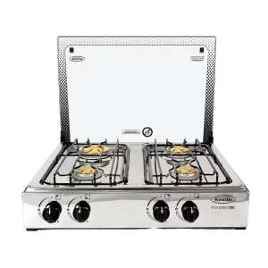 Cocineta a gas Kombo Pompeya CM4TV de 4 quemadores mesa de vidrio con tapa de vidrio encuentra en granhogar
