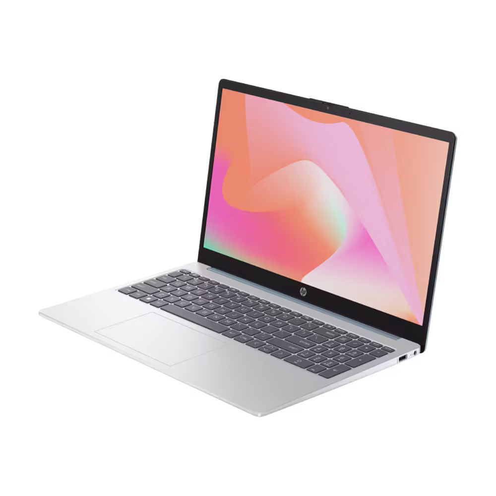 Computador portátil HP 15-FD0234LA 15.6" plateado, vista lateral izquierda, disponible en granhogar