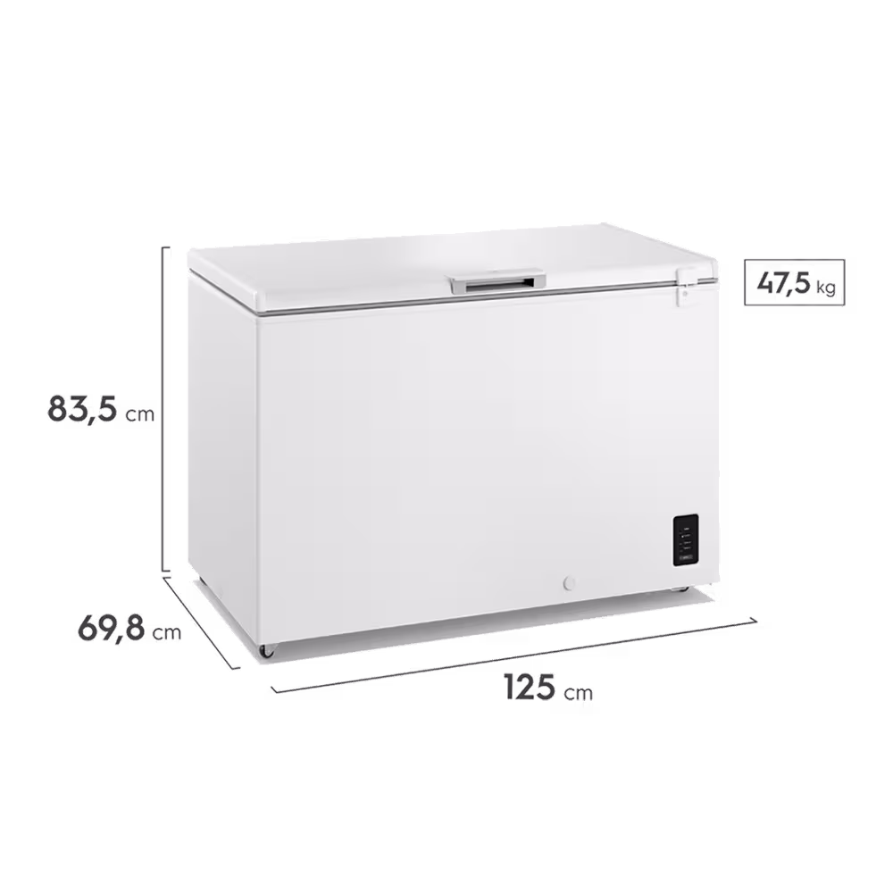 Congelador Electrolux EFH38S3Q5AW dimensiones y peso vista perspectiva. Cómpralo en granhogar