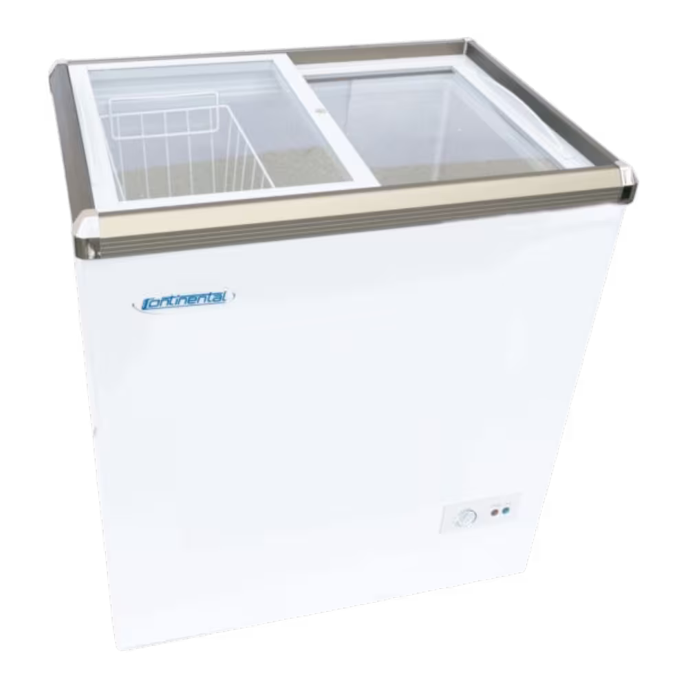 Congelador Horizontal Continental SD-308Q 308L puertas de vidrio vista tres cuartos, compra online granhogar