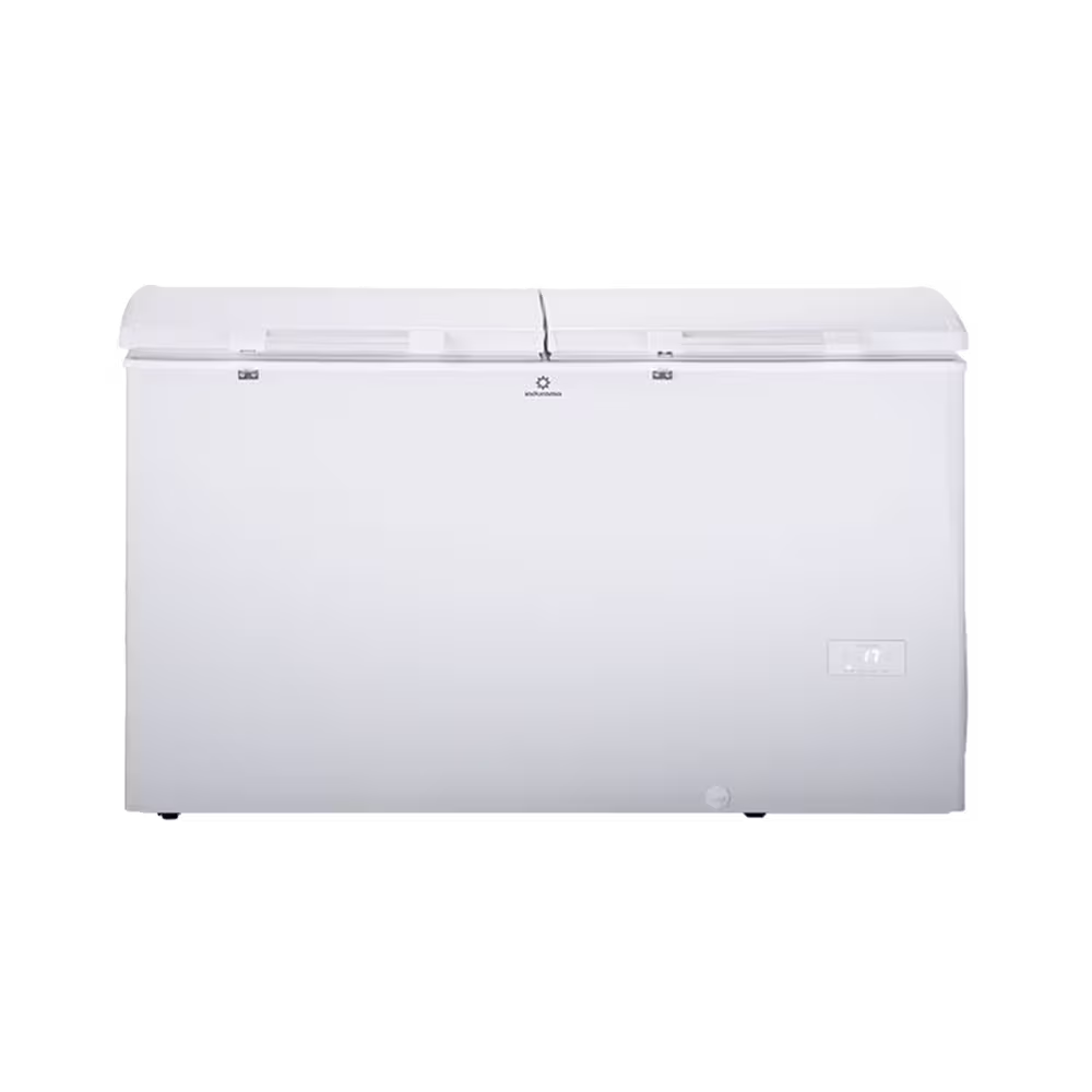 Congelador horizontal Indurama CI 400 de 400 litros doble puerta vista frontal. Disponible en granhogar