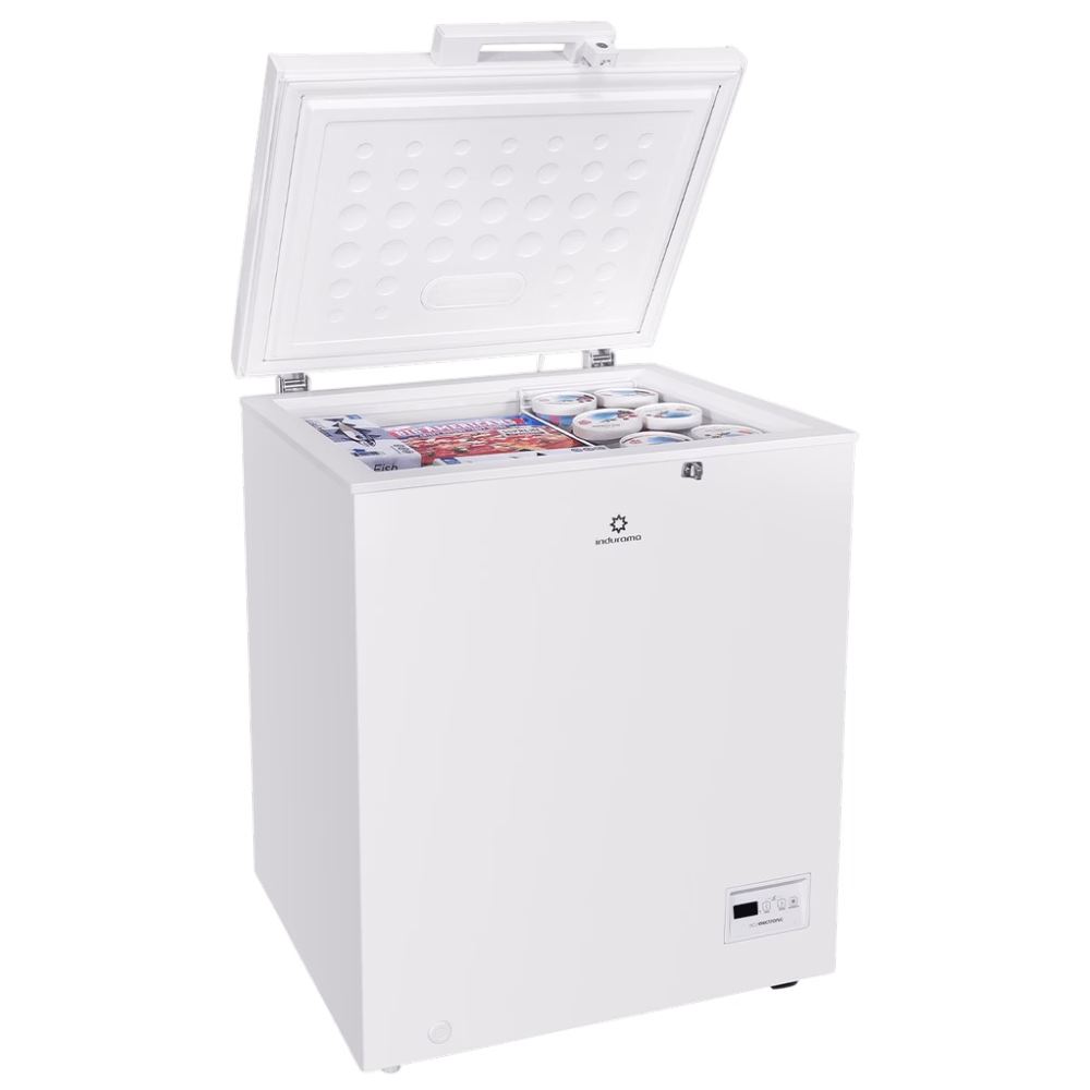 Congelador horizontal CI-145BL 145 litros Indurama con alimentos organizados cómpralo en granhogar