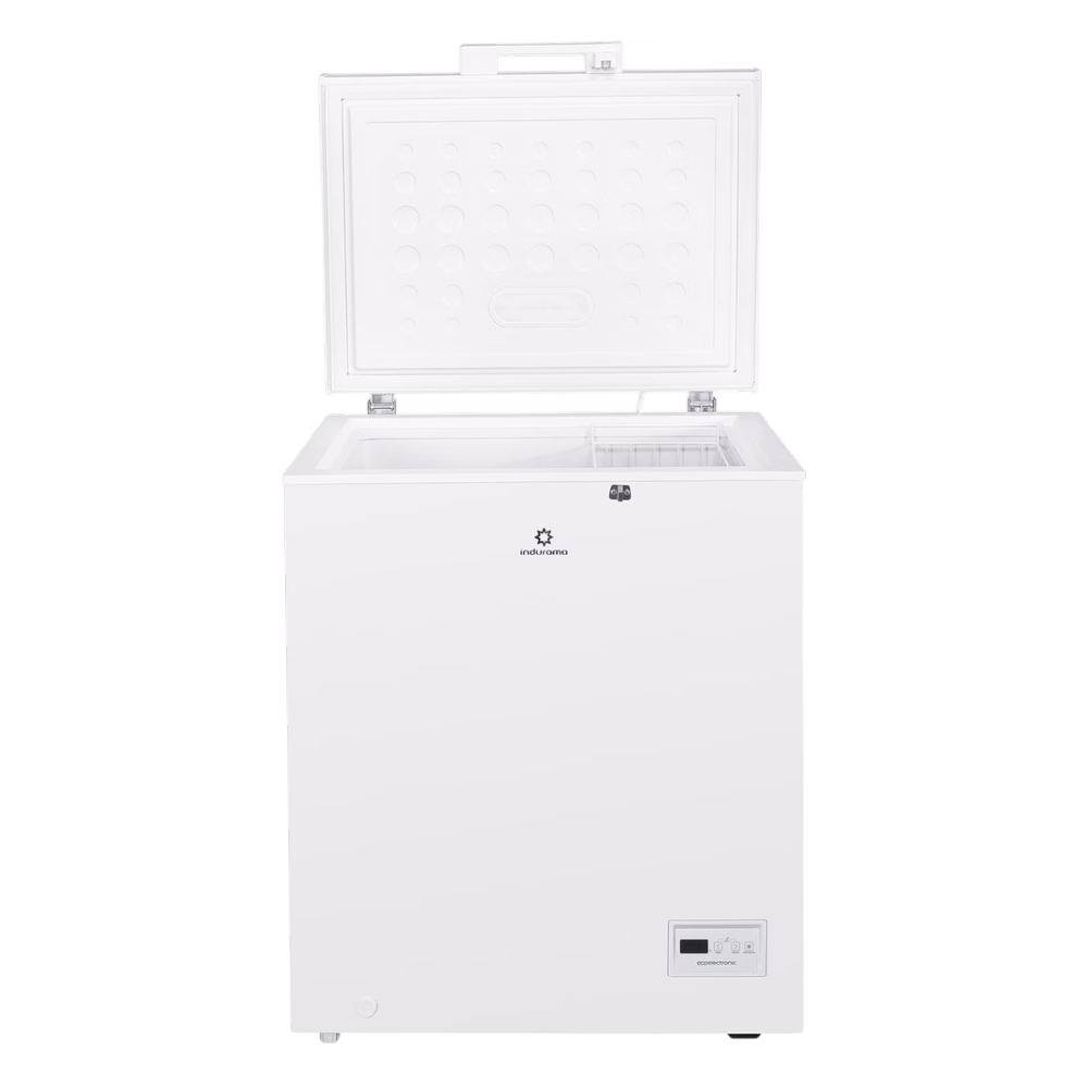 Congelador horizontal CI-145BL 145 litros Indurama con la tapa abierta adquiérelo en granhogar