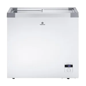 Congelador CI-199 T/V Indurama blanco tapa de vidrio vista frontal descúbrelo en granhogar