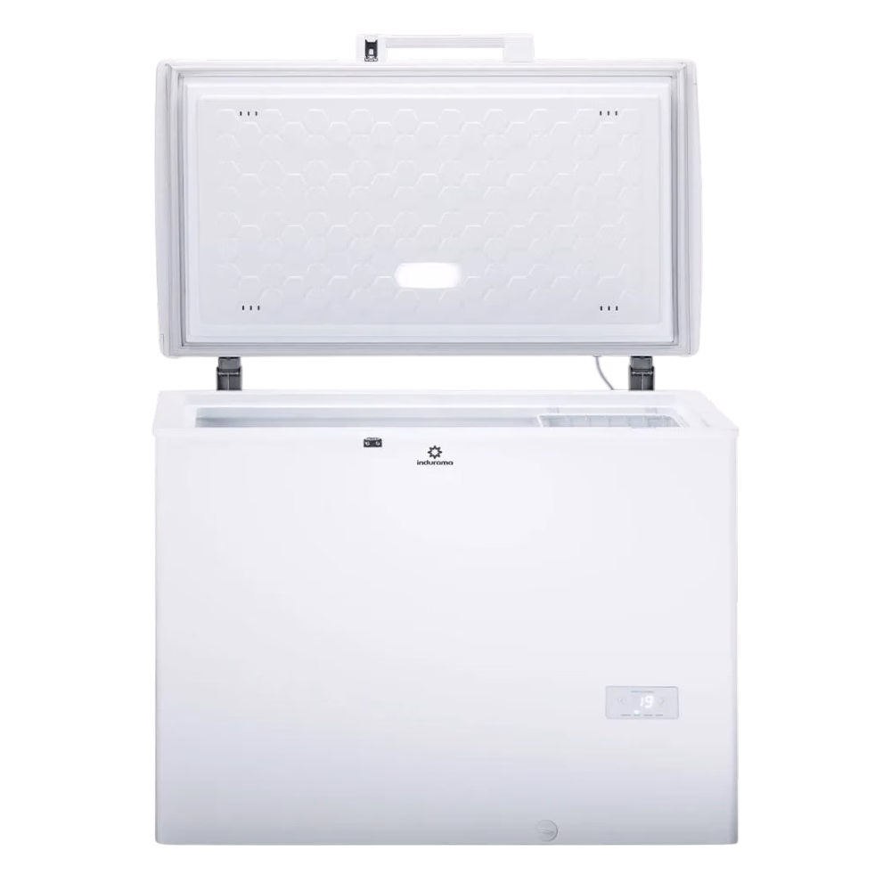 Congelador horizontal CI 300 con tapa metálica Indurama con la tapa abierta adquiérelo en granhogar