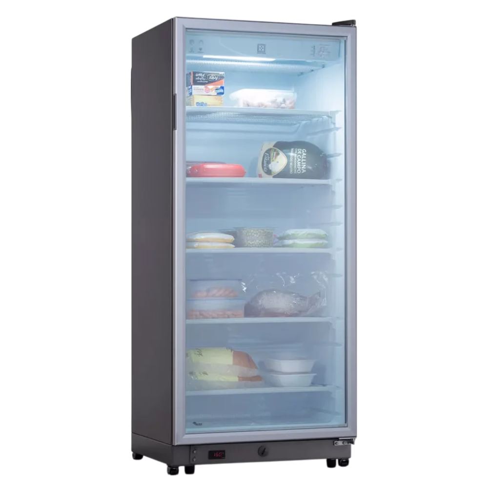 Congelador vertical CVI-520 Avant 419L Indurama abierto con productos descúbrelo en granhogar