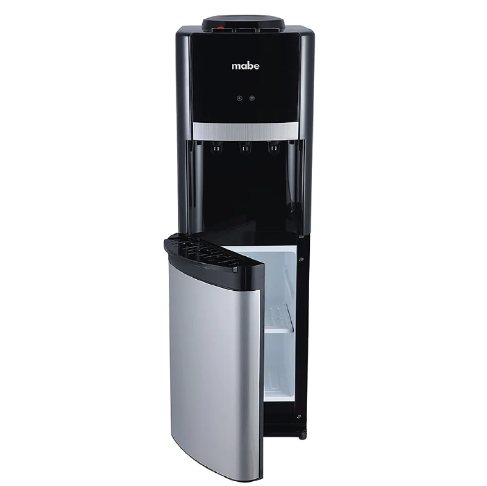 Disfruta de agua siempre fresca con el dispensador negro MXCFS7CCSS de Mabe. Estilo y funcionalidad para tu hogar u oficina, comodidad en cada gota.