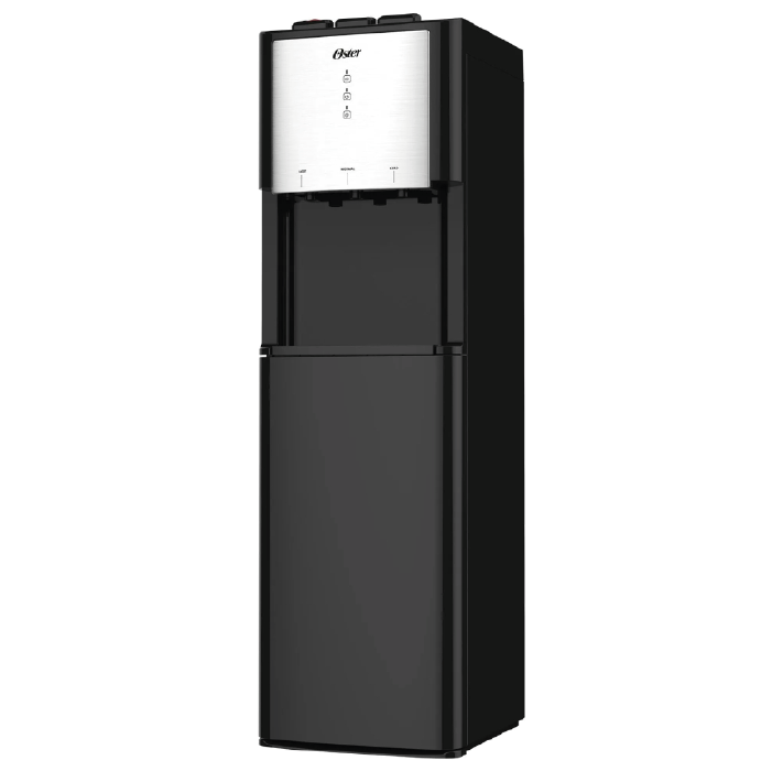 Refresca tu día con el dispensador de agua OS-WDABL2400BS de Oster. Eficiencia y diseño moderno para tu hogar, siempre con agua fresca a tu alcance.