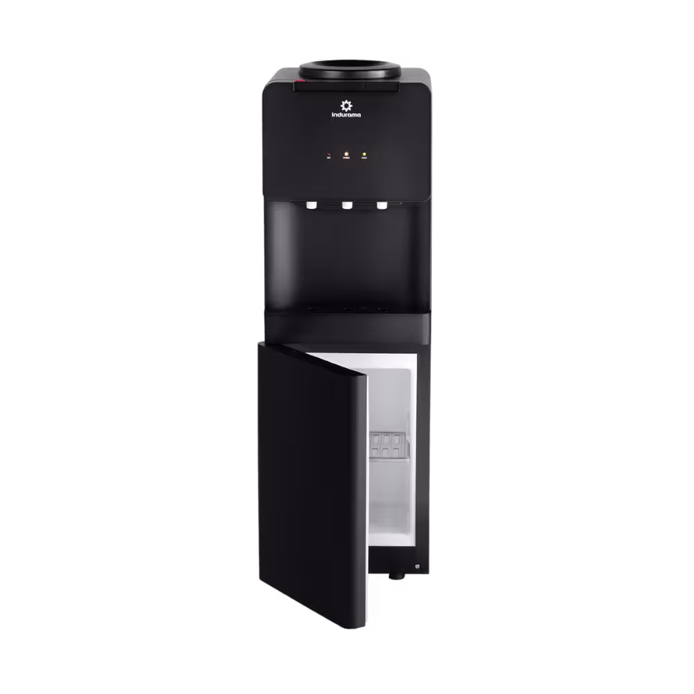 Dispensador de agua Indurama IDANE25: diseño elegante con estación fría y caliente, ideal para hogar u oficina.