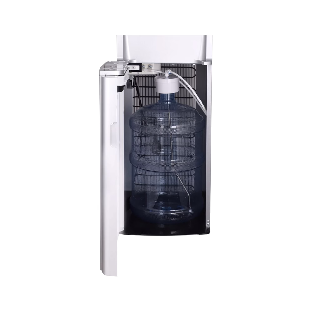 Dispensador de agua EMBL3TGS botellón con el inferior abierto mostrando el botellón encuéntralo en granhogar
