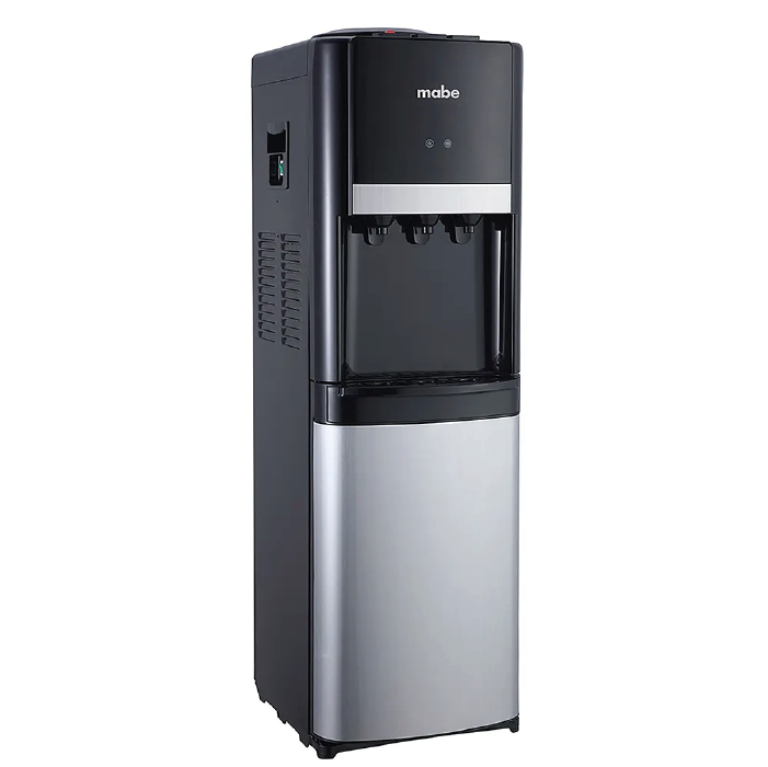 Disfruta de agua siempre fresca con el dispensador negro MXCFS7CCSS de Mabe. Estilo y funcionalidad para tu hogar u oficina, comodidad en cada gota.