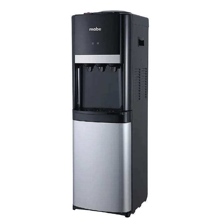 Disfruta de agua siempre fresca con el dispensador negro MXCFS7CCSS de Mabe. Estilo y funcionalidad para tu hogar u oficina, comodidad en cada gota.