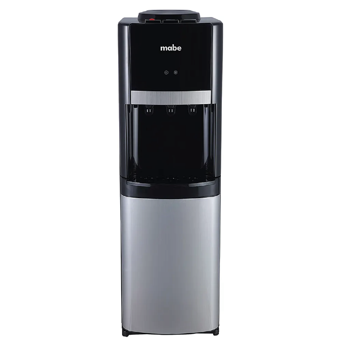 Disfruta de agua siempre fresca con el dispensador negro MXCFS7CCSS de Mabe. Estilo y funcionalidad para tu hogar u oficina, comodidad en cada gota.