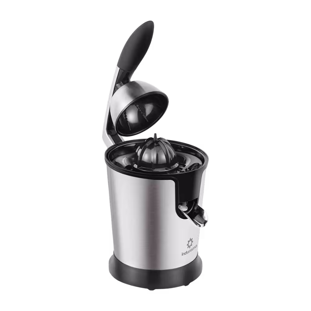 Exprimidor De Cítricos Indurama IEJCR-24 cono y prensador vista tres cuartos, compra online en granhogar