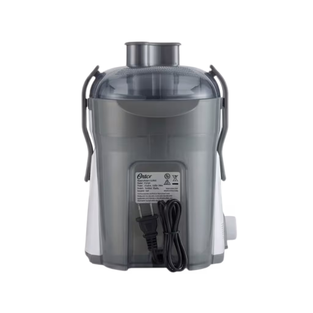 Encuentra el extractor de jugo Oster FPSTJE316W con palancas de cierre, capacidad de 500 ml, filtro de acero y al mejor precio solo en Gran Hogar
