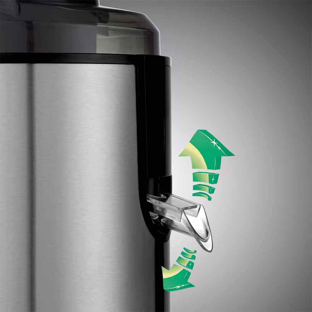 Extractor de jugo Prima AJ10B boquilla dosificadora con sistema antigoteo primer plano. Disponible granhogar