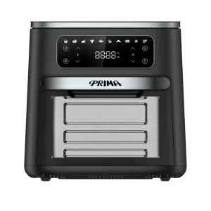 Freidora De Aire Prima AFO-1202A 1800W panel táctil e interior vista frontal, disponible en granhogar