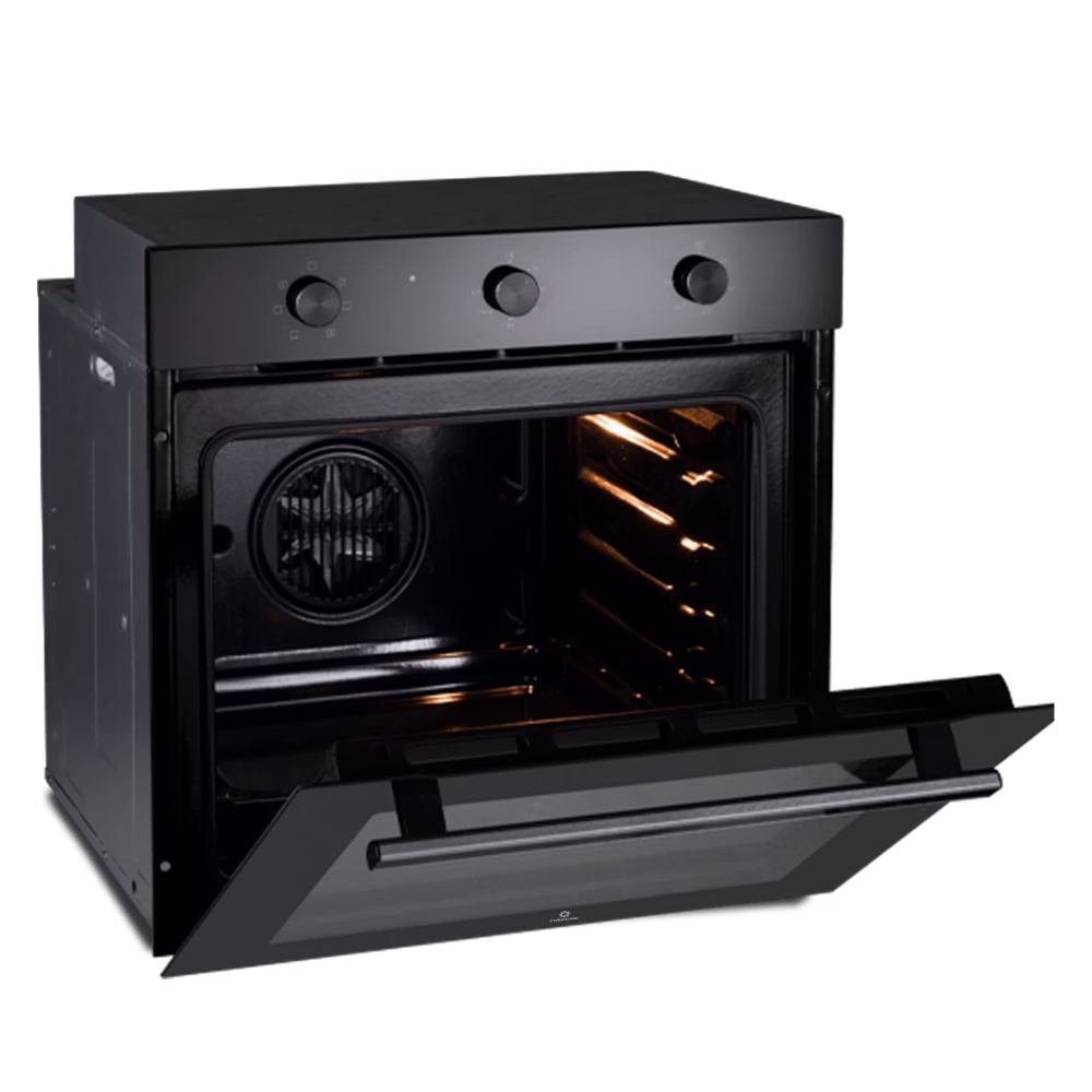 Horno empotrable eléctrico HEI-75EN Indurama con la puerta del horno abierta encuéntralo en granhogar