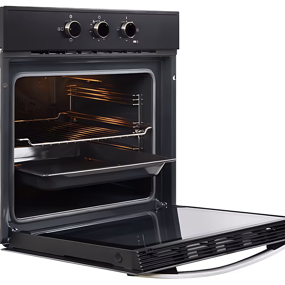Horno empotrable Teka HBB 510 BK 76L capacidad interior y puerta abatible vista diagonal. Solo en granhogar