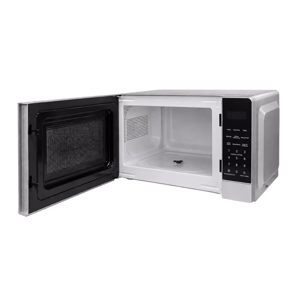 Horno Microondas Prima P70J20AP-P2 puerta abierta e interior blanco tres cuartos, compra online en granhogar