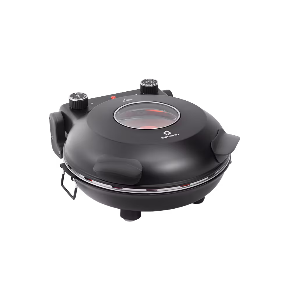 Horno para pizza Indurama HPZI-30 cuerpo de acero antideslizante vista diagonal. Disponible en granhogar