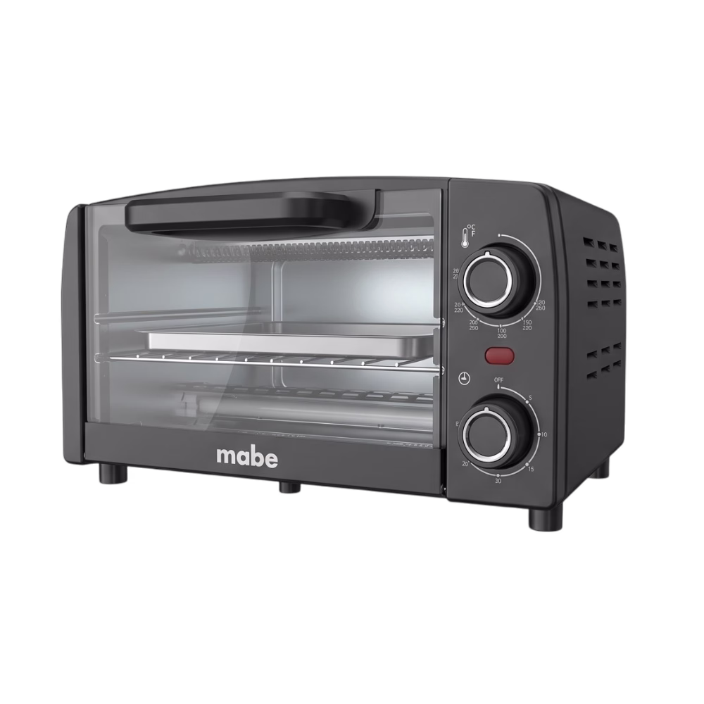 Horno Tostador Mabe HTM10LN 10L estructura negra vista tres cuartos izquierda, adquiérelo en granhogar