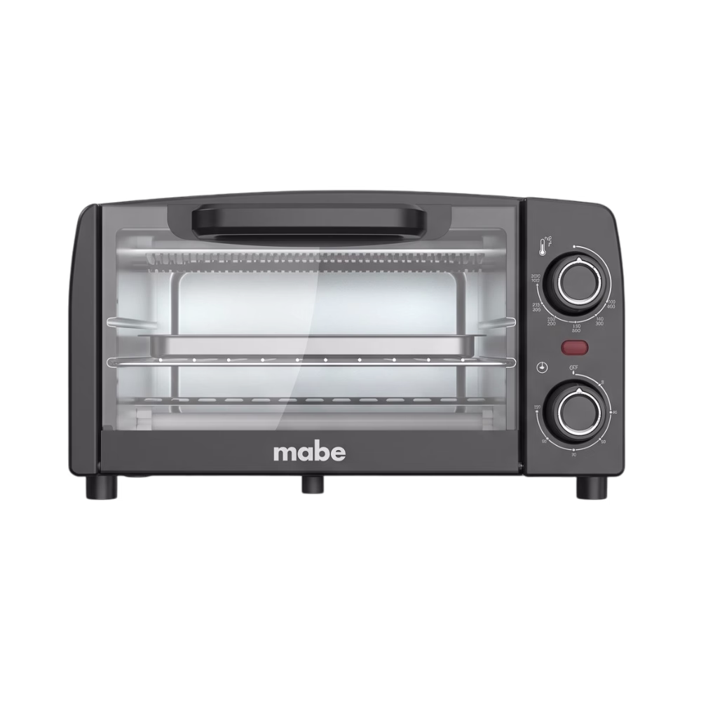 Horno Tostador Mabe HTM10LN 230°C perillas de control vista frontal, adquiérelo en granhogar