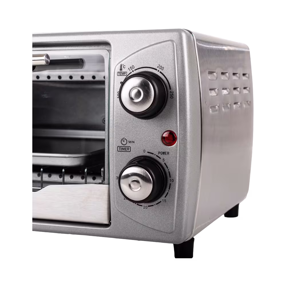 Horno tostador Indurama HTI-10L, compacto y eficiente, ideal para tostar, hornear y calentar con rapidez en tu cocina.