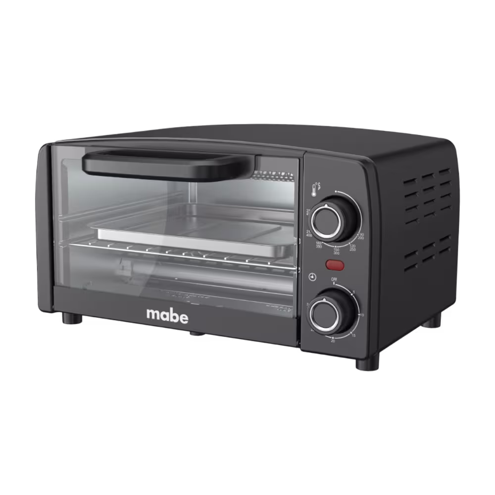 Horno Tostador Mabe HTM10LN 230°C reja lateral vista tres cuartos derecha , adquiérelo en granhogar