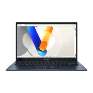 Laptop Asus X1404VAP de 15.6 pulgadas con pantalla encendida vista frontal. Disponible en granhogar