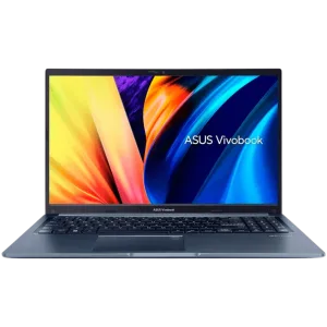 Laptop Asus Vivobook F1605VA-WS74US color azul oscuro, vista frontal con pantalla encendida