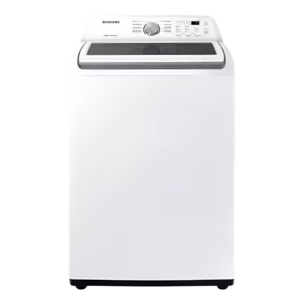 Lavadora automatica Samsung WA19A3353GW-AP con tapa de vidrio templado vista diagonal disponible en granhogar