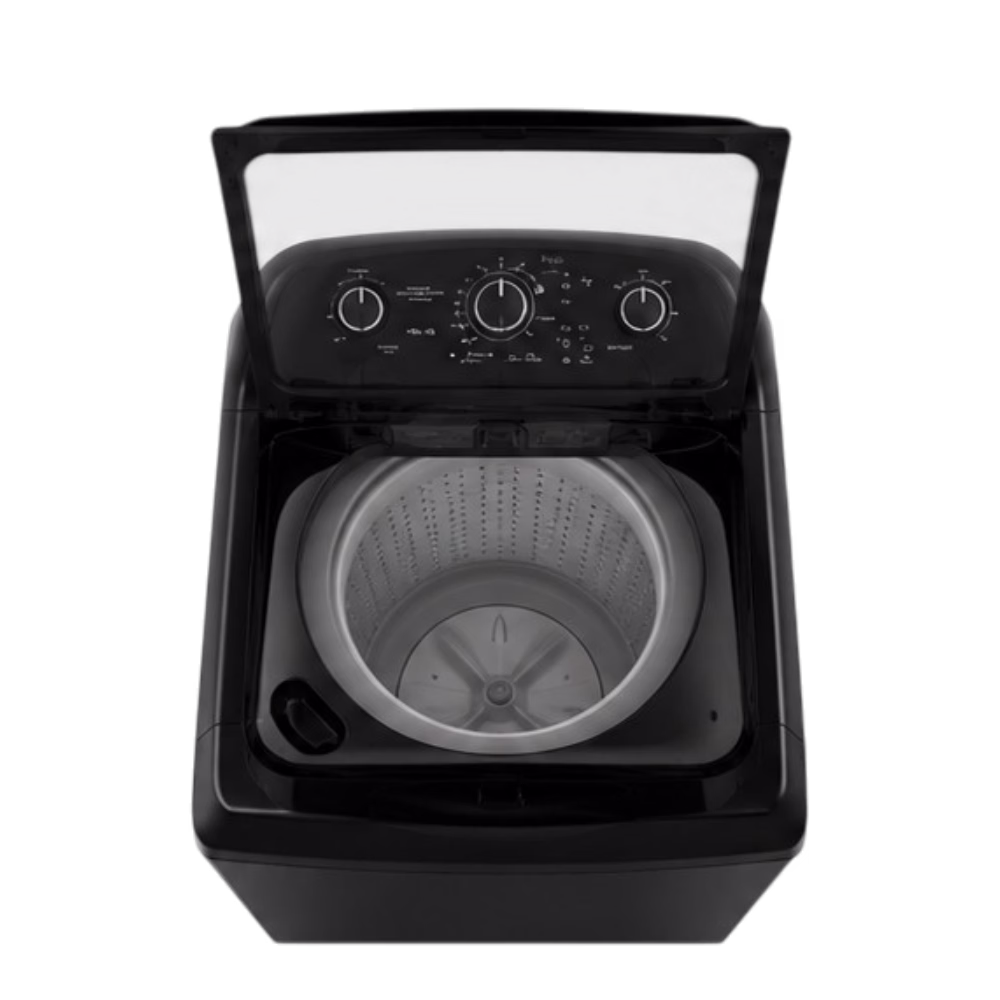 Lavadora automática 18kg grafito LA18EVI16A-CC1HW Haceb con la tapa superior abierta, cómpralo en granhogar