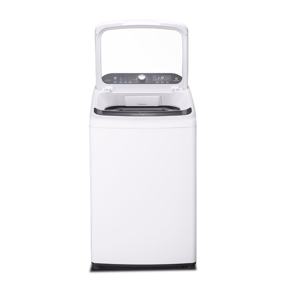 Lavadora automática LRI-19BLA 19kg Indurama blanca con tapa de vidrio levantada cómpralo en granhogar