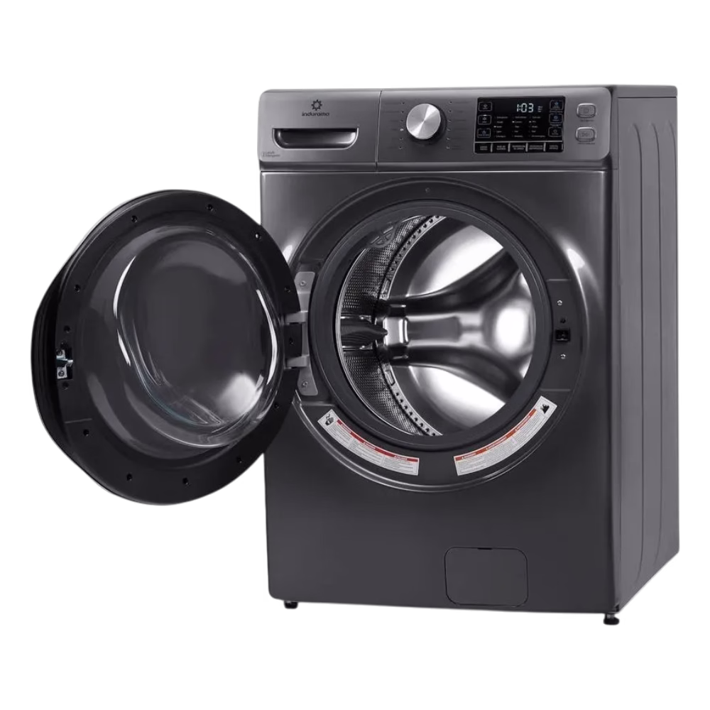 Lavadora automática LRI-21FCR 21kg Indurama con la puerta frontal abierta cómpralo en granhogar