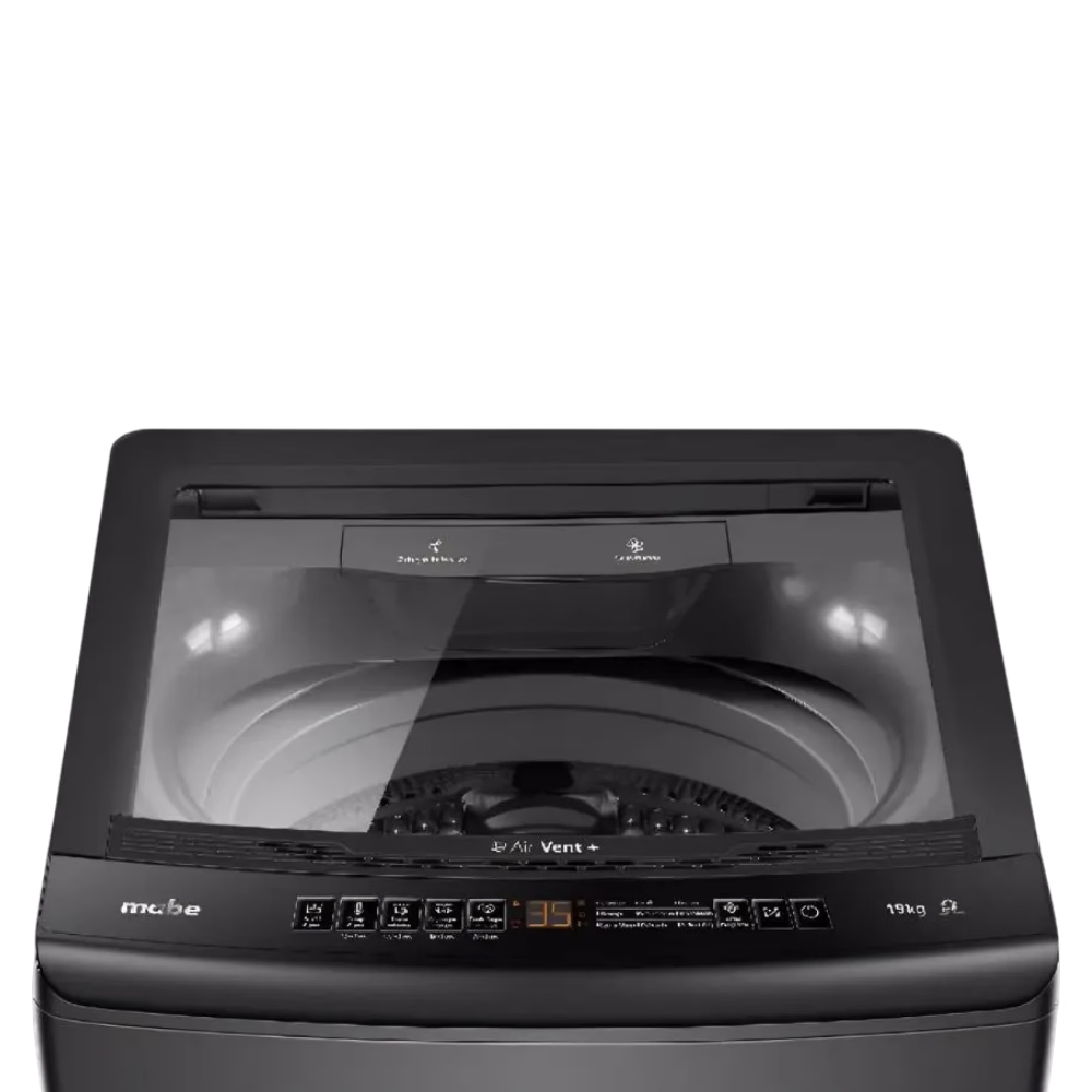Lavadora automática LME9120WDGAB0 19kg Mabe vista superior del panel de control, cómpralo en granhogar