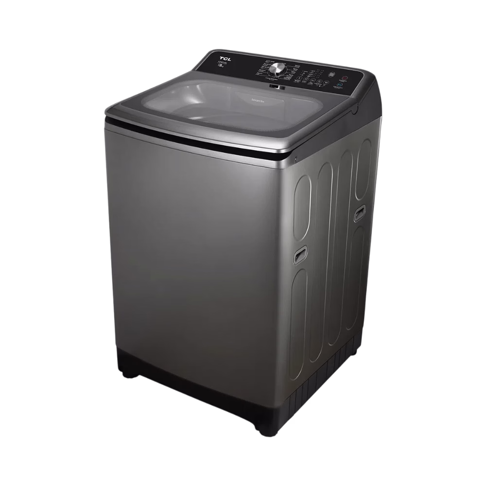 Lavadora automática F319TLRG 19 kg TCL gris vista lateral izquierda adquiérelo en granhogar
