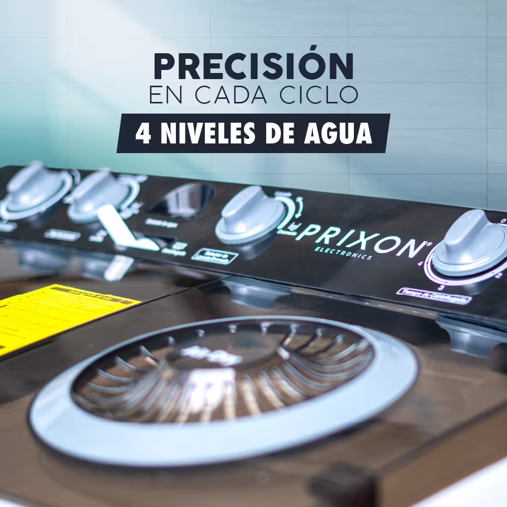 Lavadora Doble Tina Prixon 15kg 3LATO003001, ideal para familias grandes. Ofrece potencia, practicidad y un lavado confiable en cada uso.