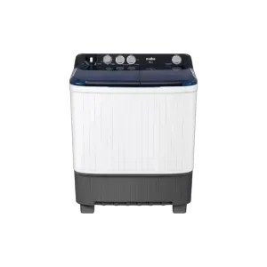 Lavadora doble tina Mabe LMDX6124HBAB0 gabinete blanco con base gris vista frontal disponible en granhogar