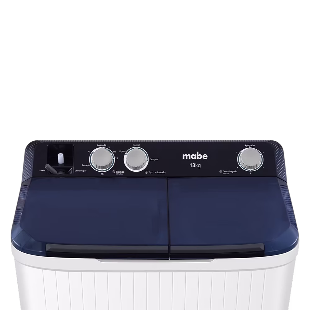Lavadora doble tina LMDX3123HBAB0 13kg Mabe vista superior del panel de control, descúbrelo en granhogar