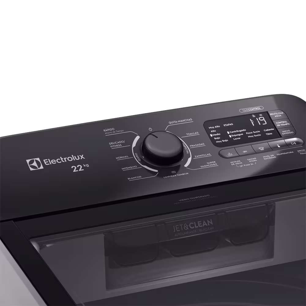 Lavadora Electrolux LS22D 22KG, panel de control, vista cercana. Adquiérela en granhogar
