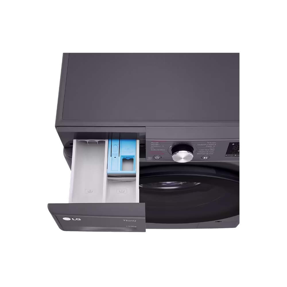 Lavasecadora LG WD13MVC4S6 13kg cajón de detergente y suavizante vista detalle, disponible en granhogar