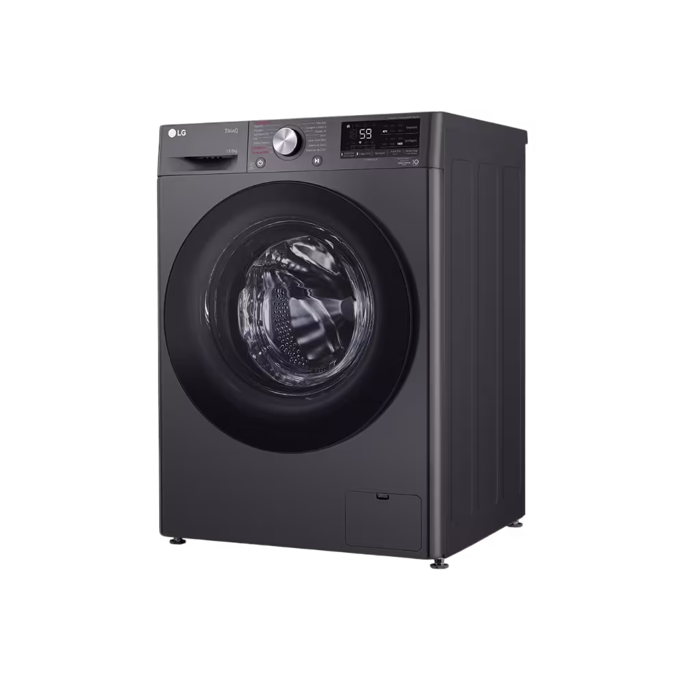 Lavasecadora LG WD13MVC4S6 13kg tina de lavado y secado vista tres cuartos, disponible en granhogar
