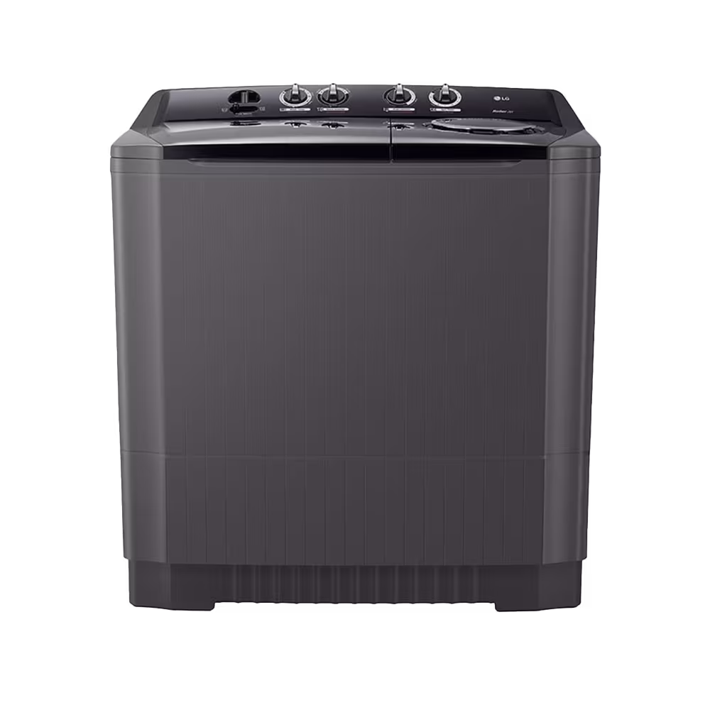 Lavadora doble tina LG WP15MAR de 15 kg carga superior color gris vista frontal disponible en granhogar
