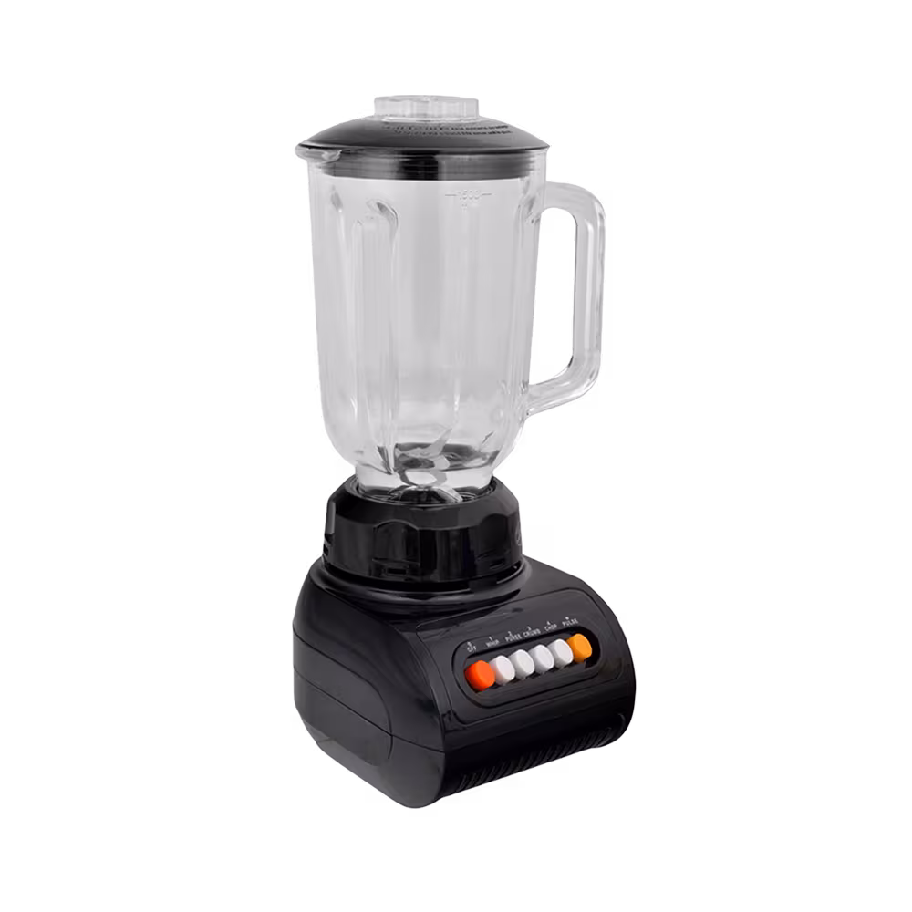 Licuadora Electric Life BJ-999G jarra de vidrio 1.5 litros vista diagonal. Cómprala en granhogar