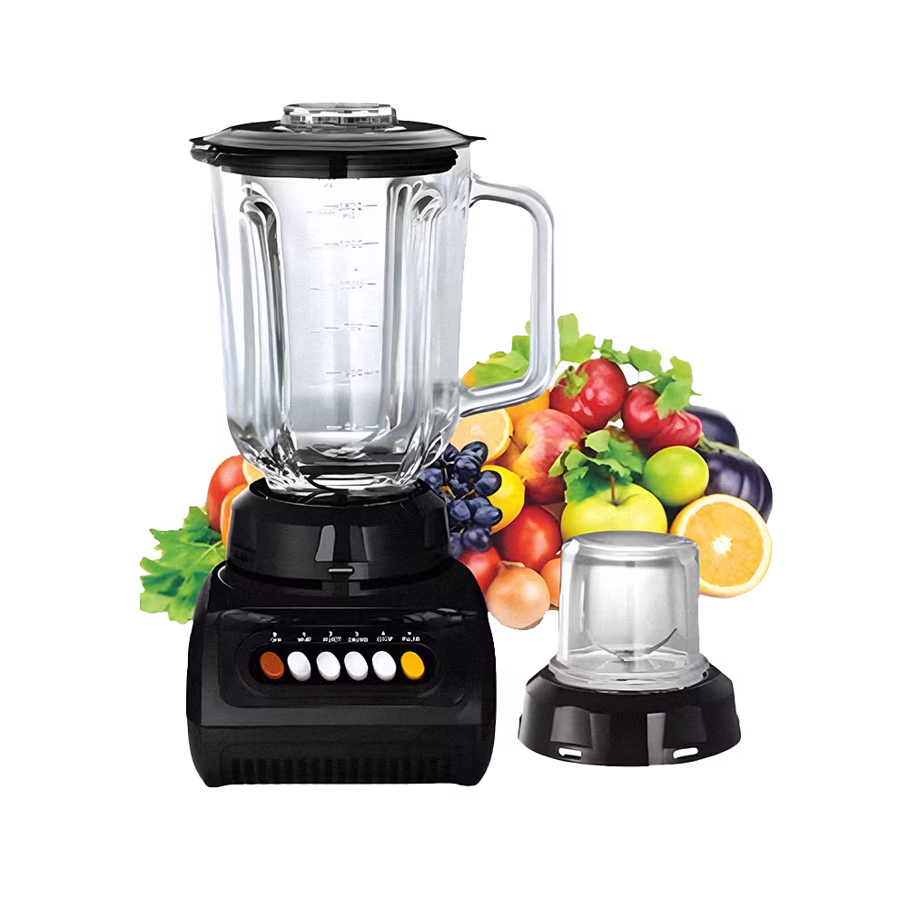 Licuadora Electric Life BJ-999G con picatodo y frutas vista frontal. Consíguela en granhogar