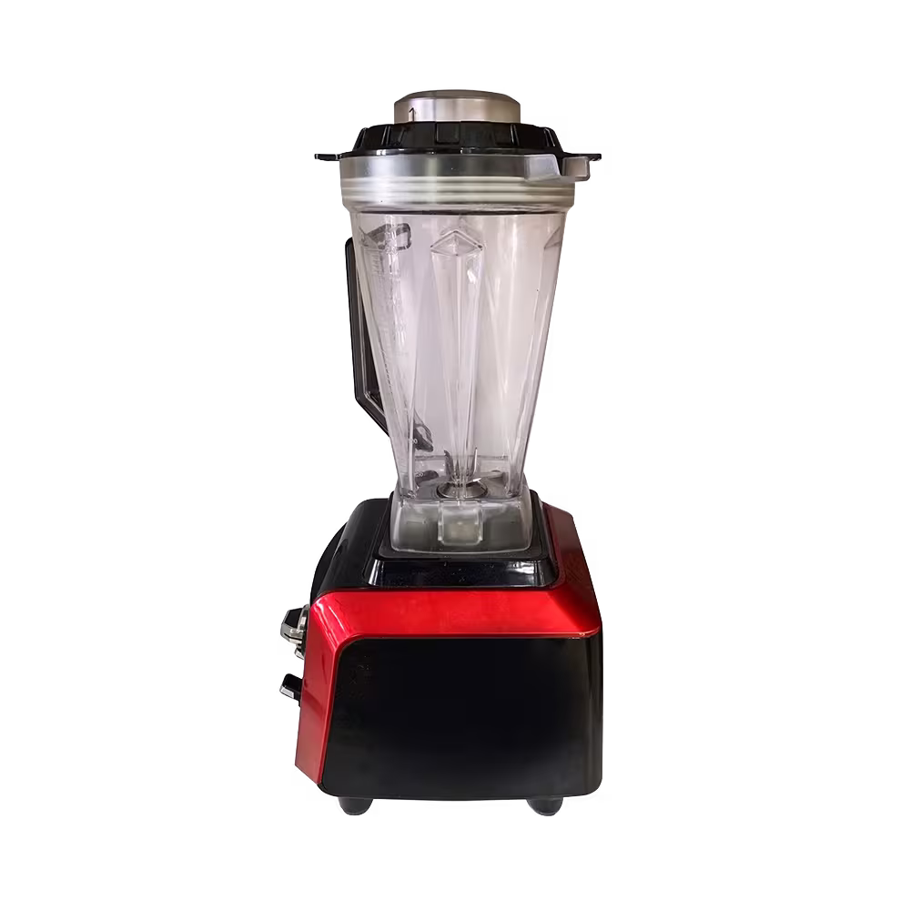 Licuadora industrial Prima KT BR5330 2500W base roja vista diagonal. Consíguela en granhogar