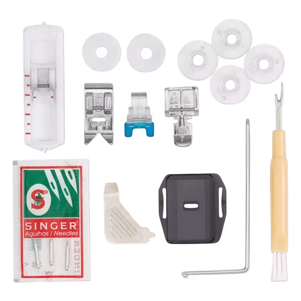 Accesorios y prensatelas incluidos de maquina de coser Singer 1412 vista superior disponible en granhogar
