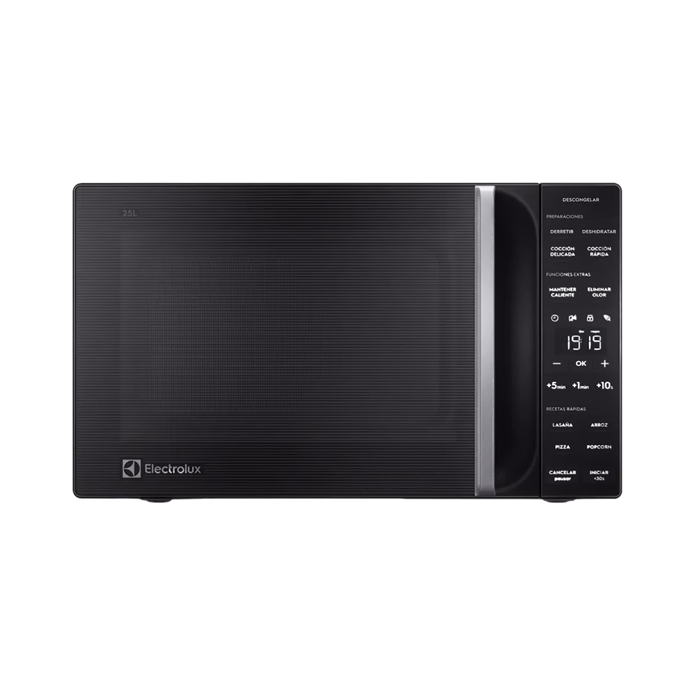 Horno microondas EMDY25S0MXB 25L negro Electrolux vista frontal, descúbrelo en granhogar