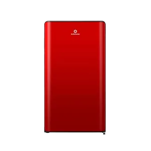 Nevera minibar Indurama RI-120 roja vista frontal cerrada, descúbrelo en granhogar